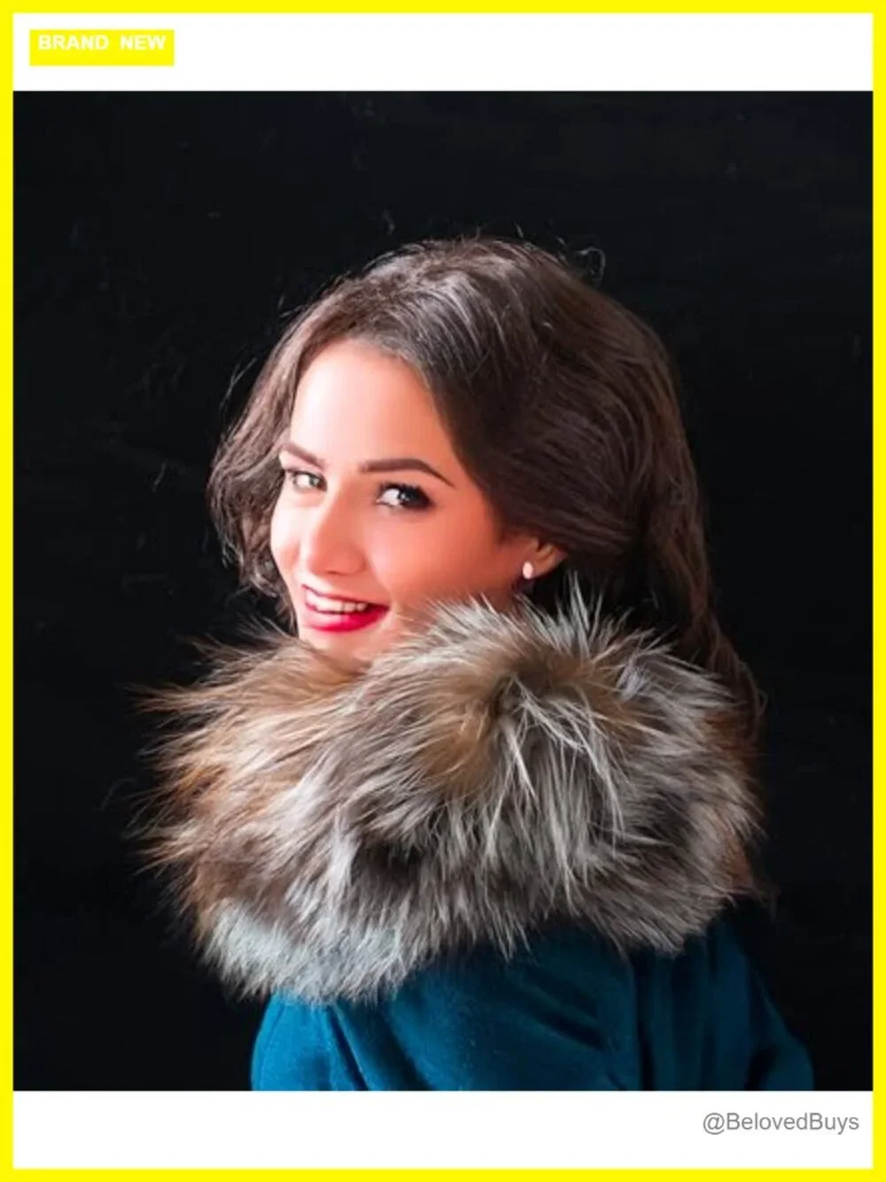 Real Fur Neck Warmer Scarf Infinity Scarf Ear Muffs 3-in-1 Winter Headband